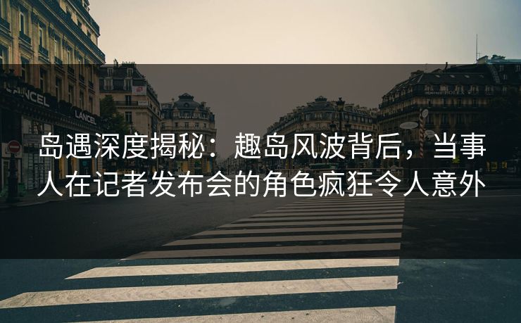 岛遇深度揭秘：趣岛风波背后，当事人在记者发布会的角色疯狂令人意外