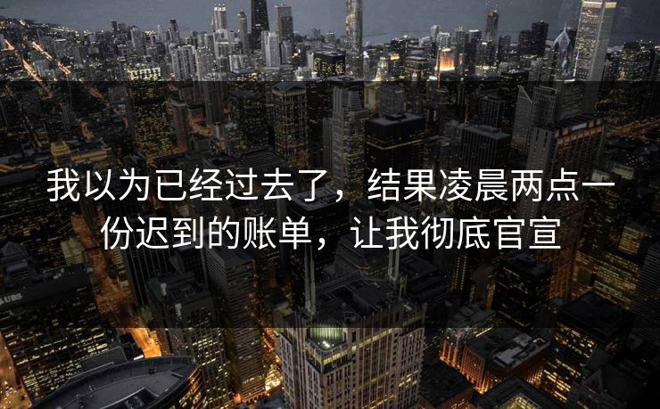 我以为已经过去了,结果凌晨两点一份迟到的账单,让我彻底官宣 我以为已经过去了,结果凌晨两点一份迟到的账单,让我彻底官宣