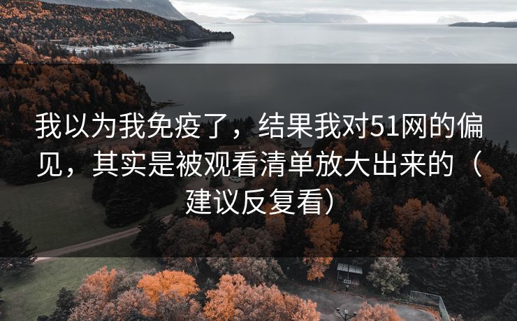 我以为我免疫了，结果我对51网的偏见，其实是被观看清单放大出来的（建议反复看）
